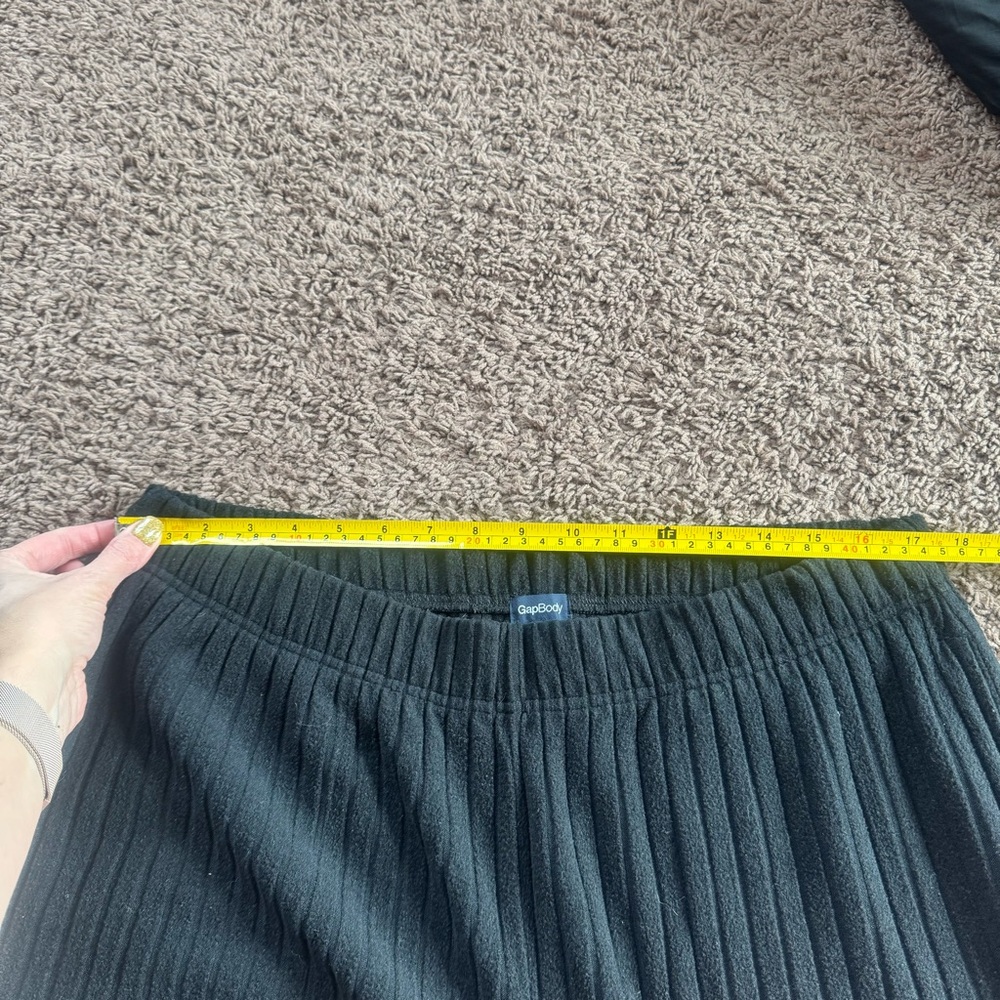 GAP Body Ribbed Wide Leg Pull On Pants Size XL 30 Inseam Mid Rise Pockets Black - Picture 8 of 11